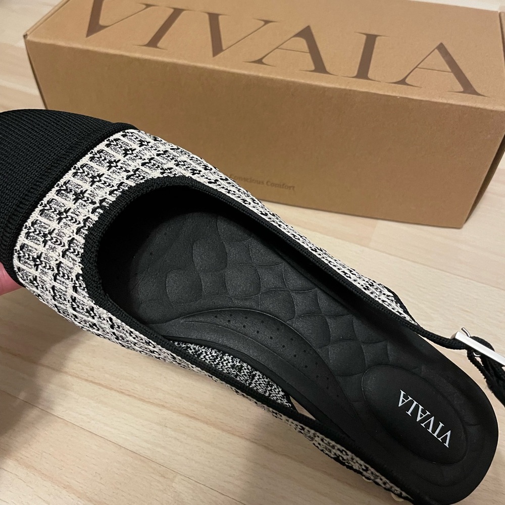 NIB Vivaia 9.5 Bethany Tweed Pearl Slingback Studded Block Ballet Flats EU 41 - Picture 4 of 13
